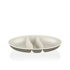 IRIS L-00517 dupla színű snack tál,  zöld, szürke, beige