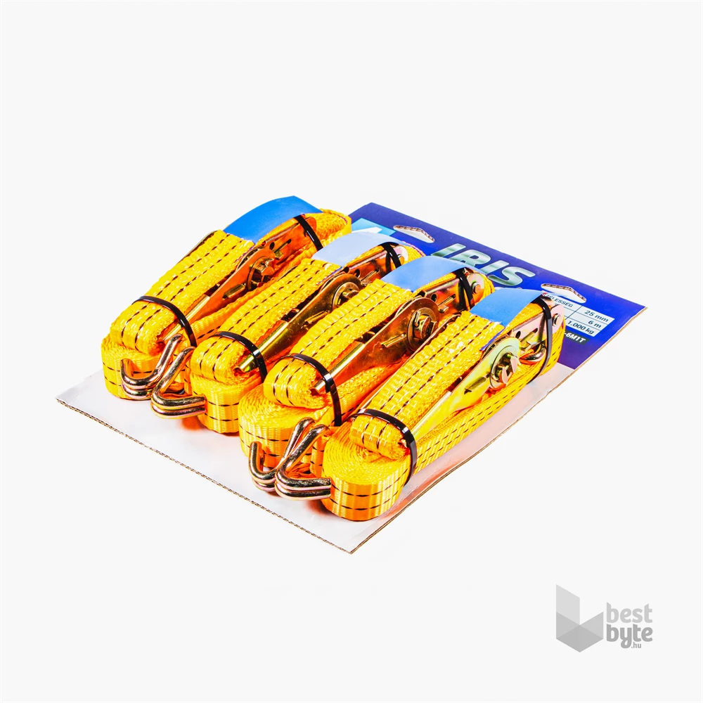 IRIS TOOLS ITCLS-6M1T blister 4db-os csomag, rakományrögzítő szett, kétrészes racsnis spanifer, 1.000 kg, 6 m, 25 mm