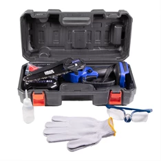 IRIS TOOLS ITCM-100 Akkus olajozós láncfűrész, ágvágó szett (táska + fűrész + 2 akku + töltő), 21V, 15 cm vágási hossz