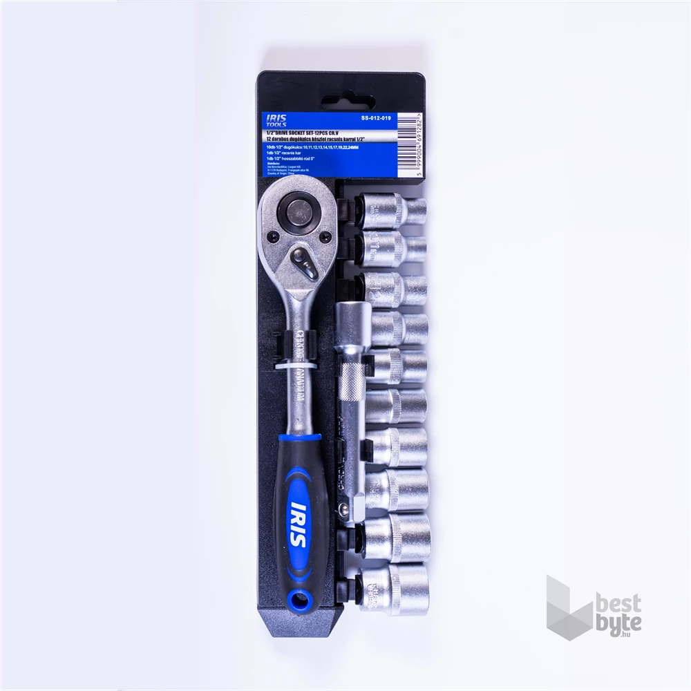 IRIS TOOLS SS-012-019 12 darabos dugókulcs készlet racsnis karral 1/2"