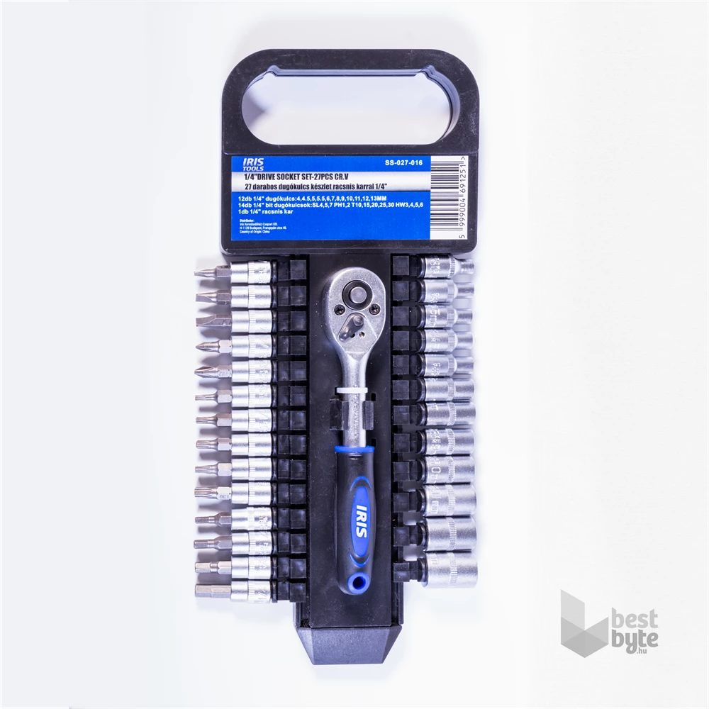 IRIS TOOLS SS-027-016 27 darabos dugókulcs készlet racsnis karral 1/4"