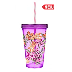 IRIS Violet mintás pohár szívószállal 660ml 161448-012P