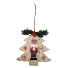 IRIS fa akasztós fenyőfán diótörő, natúr és piros 13 cm