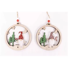 IRIS fa akasztós gömbdísz, orrszakáll fenyővel, 2 féle 12 x 13 cm