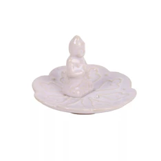 IRIS kerámia füstölő tartó, buddha, fehér 10,5 cm