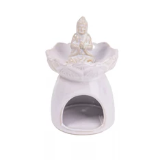 IRIS kerámia olajmécses, buddha, fehér 15 cm