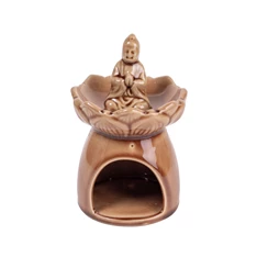 IRIS kerámia olajmécses, buddha, világos barna 15 cm