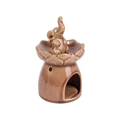 IRIS kerámia olajmécses, elefántos, világos barna 16 cm