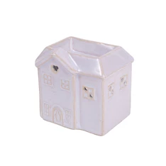 IRIS kerámia olajmécses, épület, fehér 10 cm