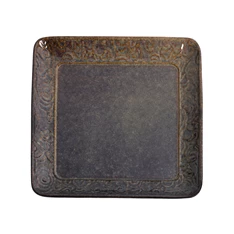 IRIS kerámia tányér virágosk kék/barna 21,7cm