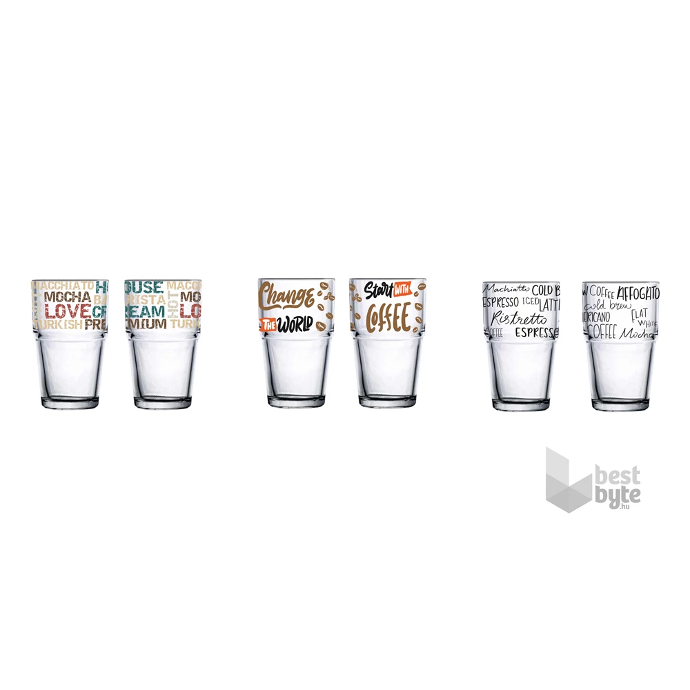 IRIS mintás üveg pohár 345ml, Mocha, Espresso vagy Coffee minta 131605-002