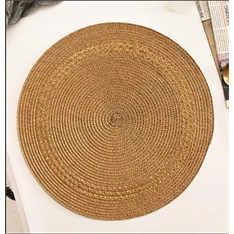 IRIS műanyag alátét, kerek, zsinórfonás, barna 38 cm