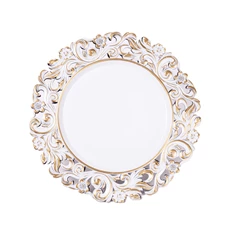 IRIS műanyag tálca, indás szélű, fehér arany 33 cm