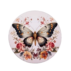 IRIS műanyag tálca, pillangó és virág mintás 33 cm