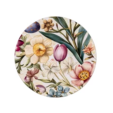 IRIS műanyag tálca, virág mintás, krém lila 33 cm