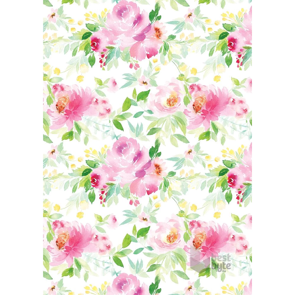 IRIS tekercses csomagoló papír, virág, különböző mintákkal, 200x70cm, 60g/m2