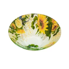 IRIS üveg tálka mély, napraforgó mintás 14,5cm