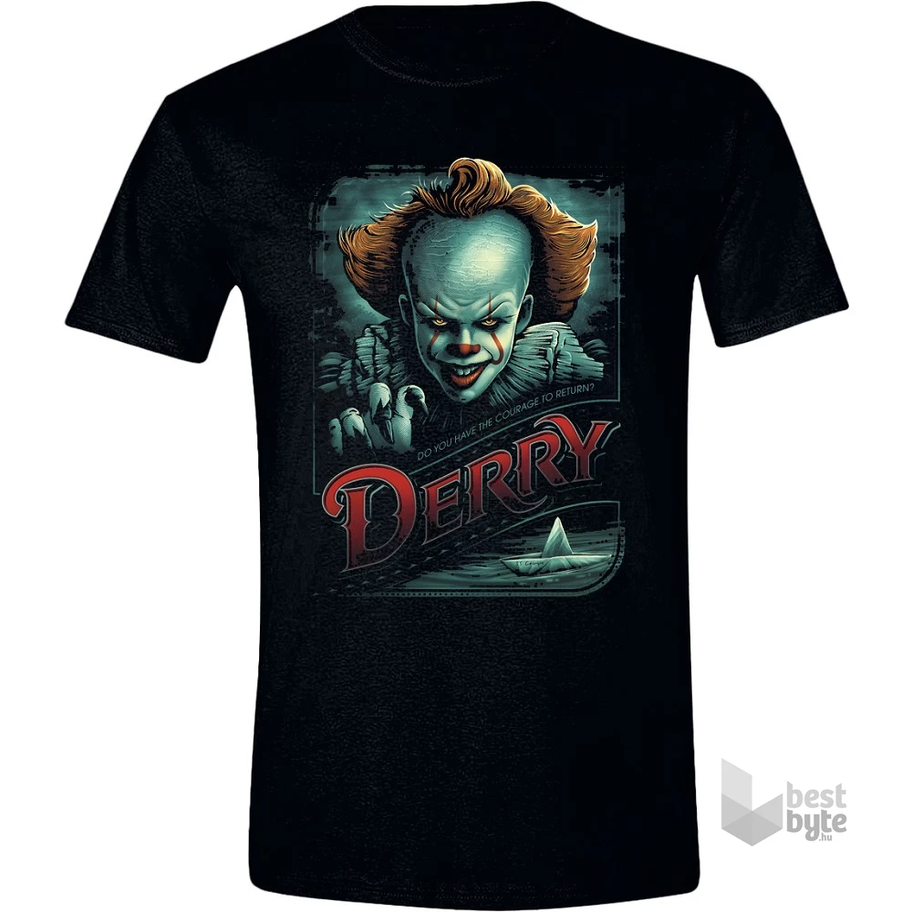 IT (Az) - Derry Propaganda Poster mintás fekete póló, L méret