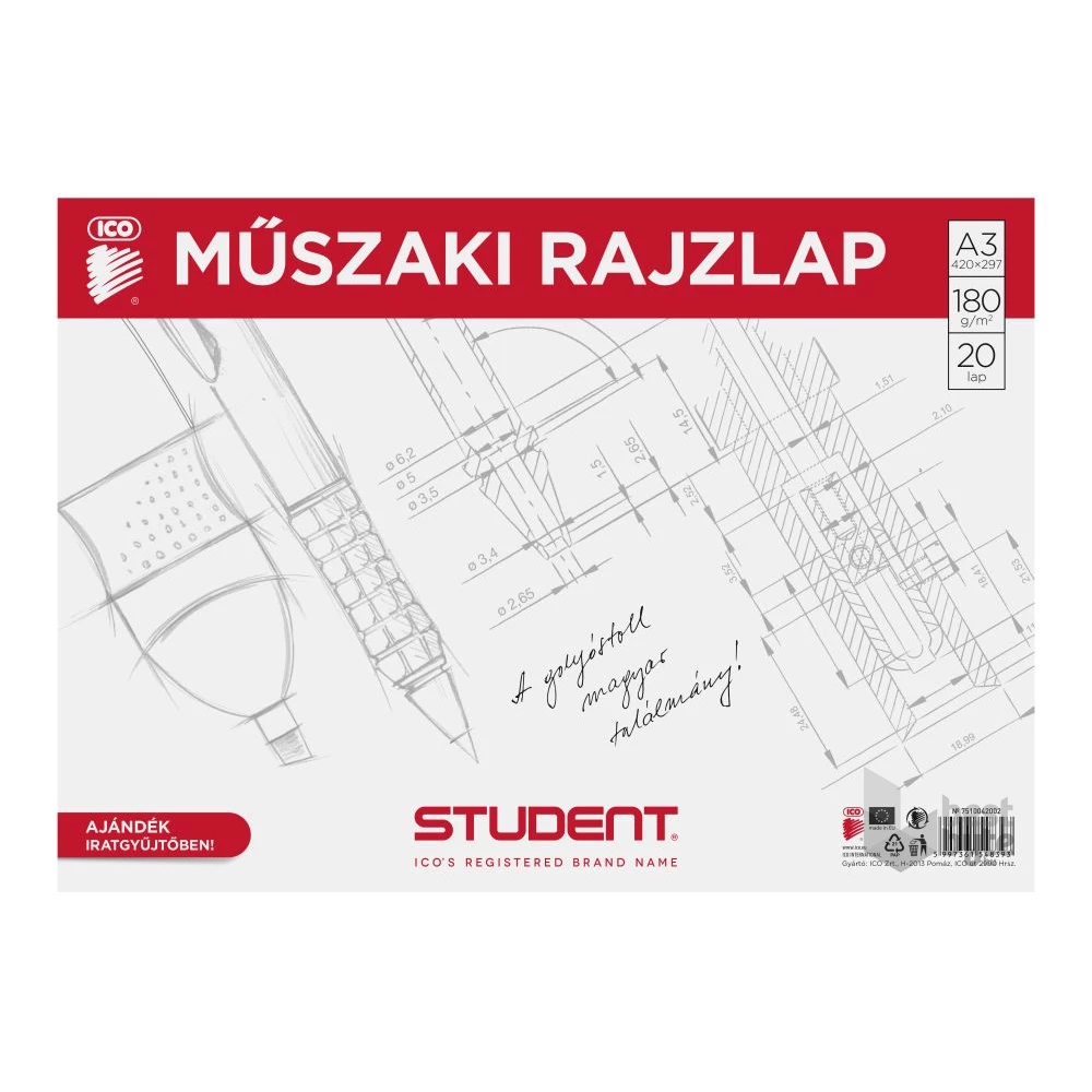 ICO Student A3 180g 20lapos műszaki rajzlap