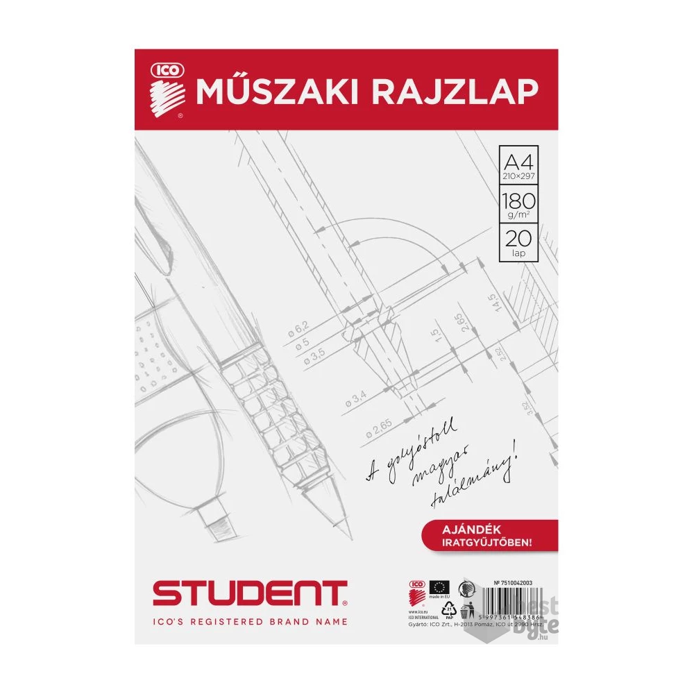 ICO Student műszaki A4 20lapos rajzlap