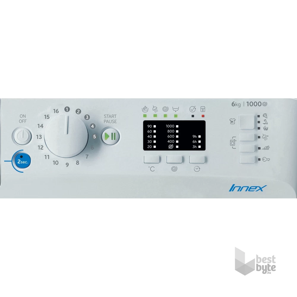 Indesit BWSA 61051 W EU N fehér, elöltöltős, max.1000ford., 6 kg, mosógép
