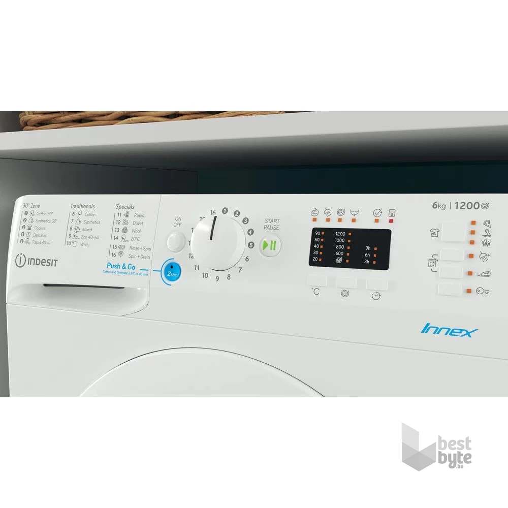 Indesit BWSA 61251 W EU N fehér, elöltöltős, keskeny, max.1200ford., 6 kg, mosógép
