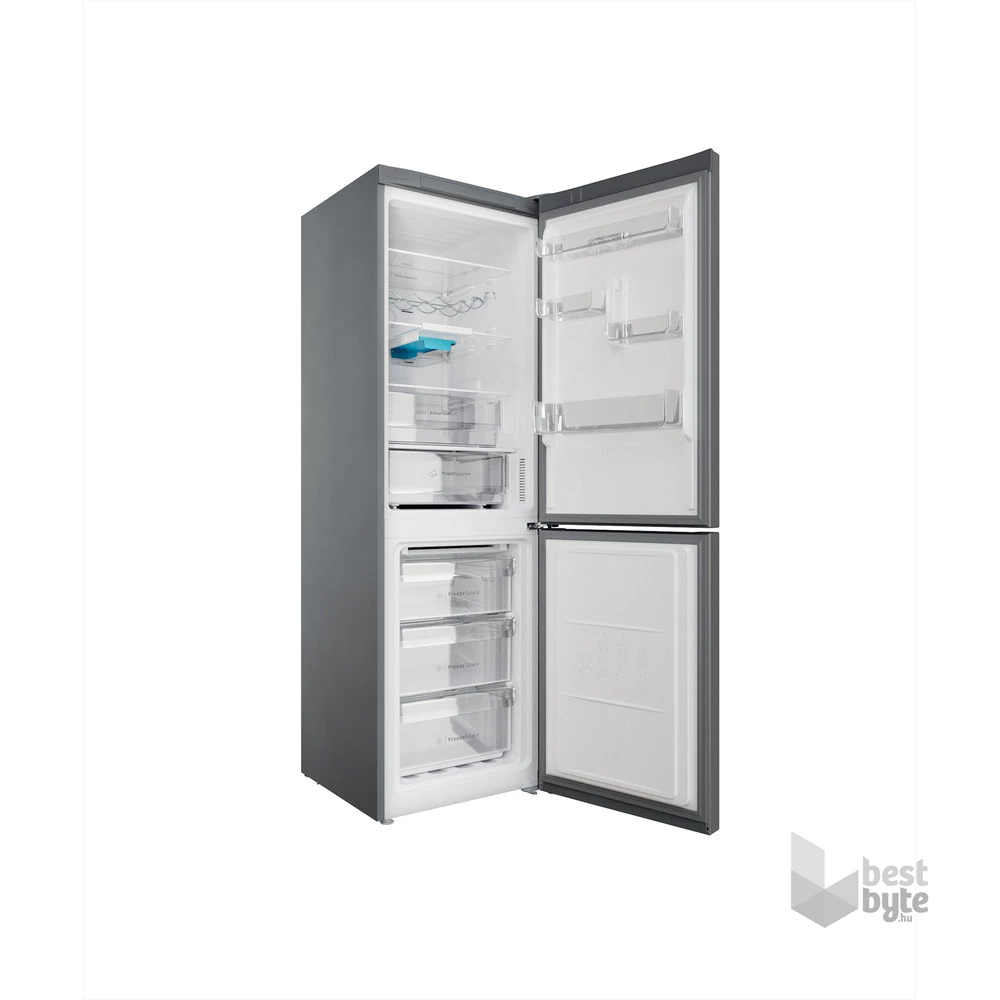 Indesit INFC8 TO32X inox, alulfagyasztós, Hűtő:231L, Fagyasztó:104L, Total No frost hűtőszekrény