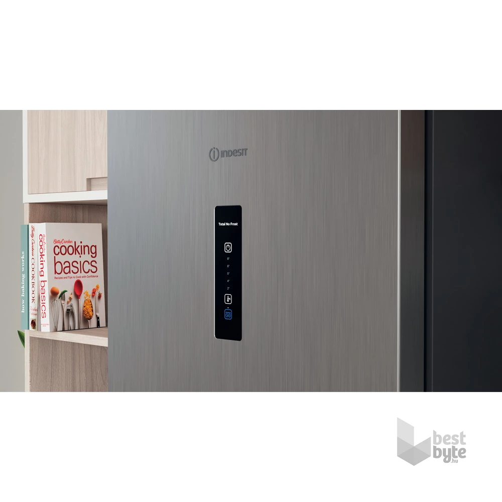 Indesit INFC8 TO32X inox, alulfagyasztós, Hűtő:231L, Fagyasztó:104L, Total No frost hűtőszekrény