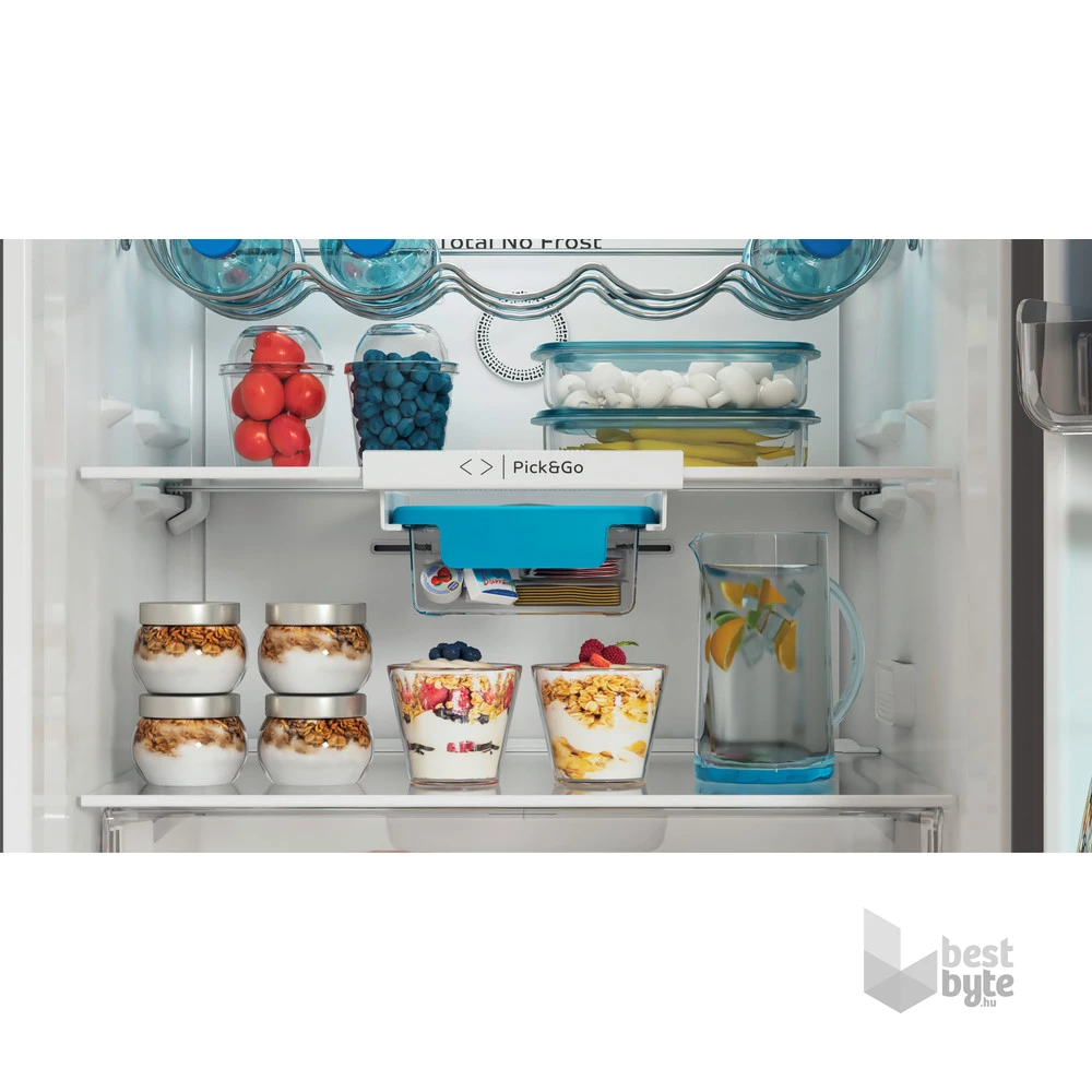 Indesit INFC8 TO32X inox, alulfagyasztós, Hűtő:231L, Fagyasztó:104L, Total No frost hűtőszekrény