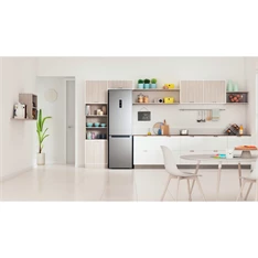 Indesit INFC9 TO32X inox, alulfagyasztós, Hűtő:263L, Fagyasztó:104L, Total No frost hűtőszekrény