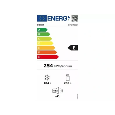 Indesit INFC9 TO32X inox, alulfagyasztós, Hűtő:263L, Fagyasztó:104L, Total No frost hűtőszekrény (Használt - B)