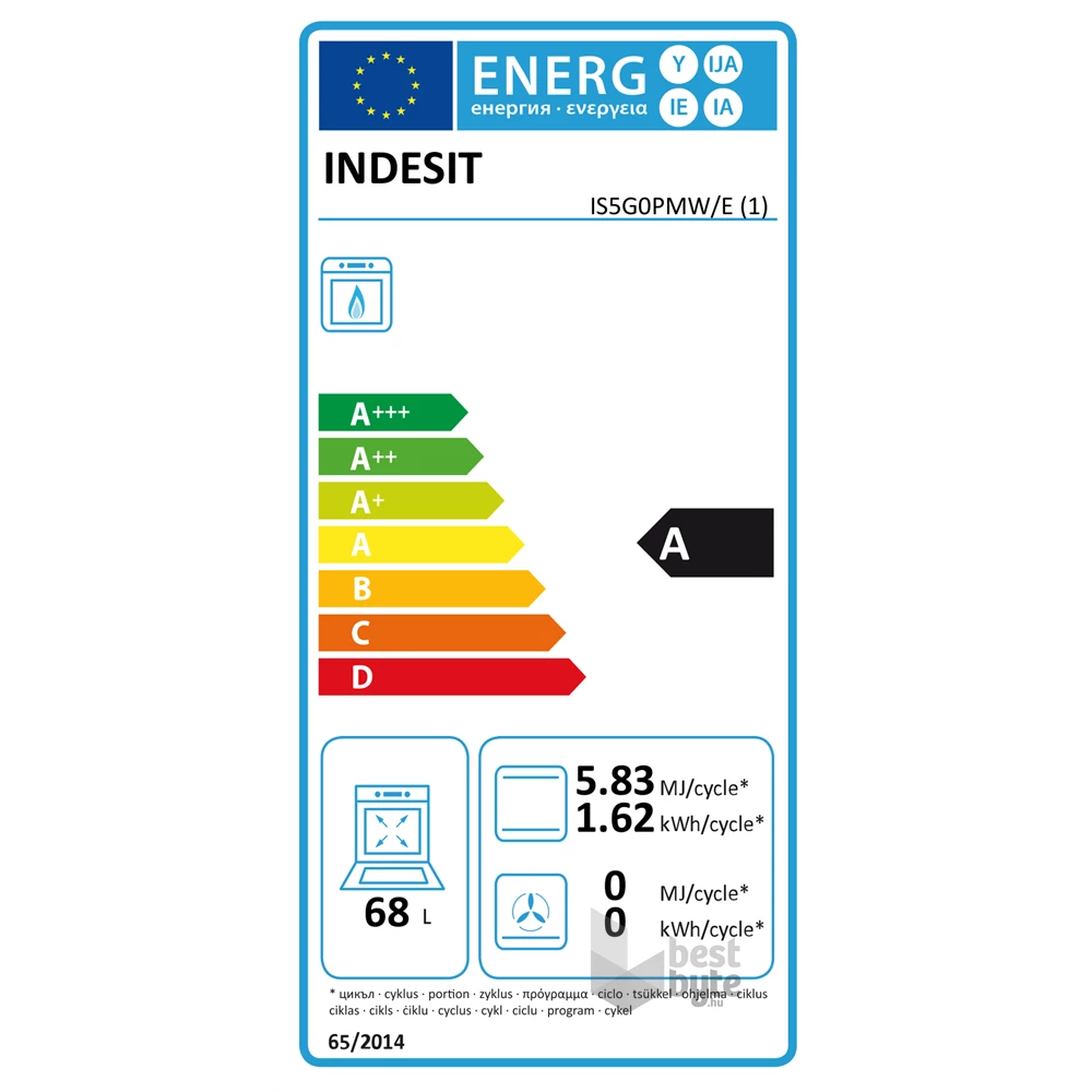 Indesit IS5G0PMW/E fehér, szabadonálló, gáz, főzőzóna: 4, sütő:57L, tűzhely
