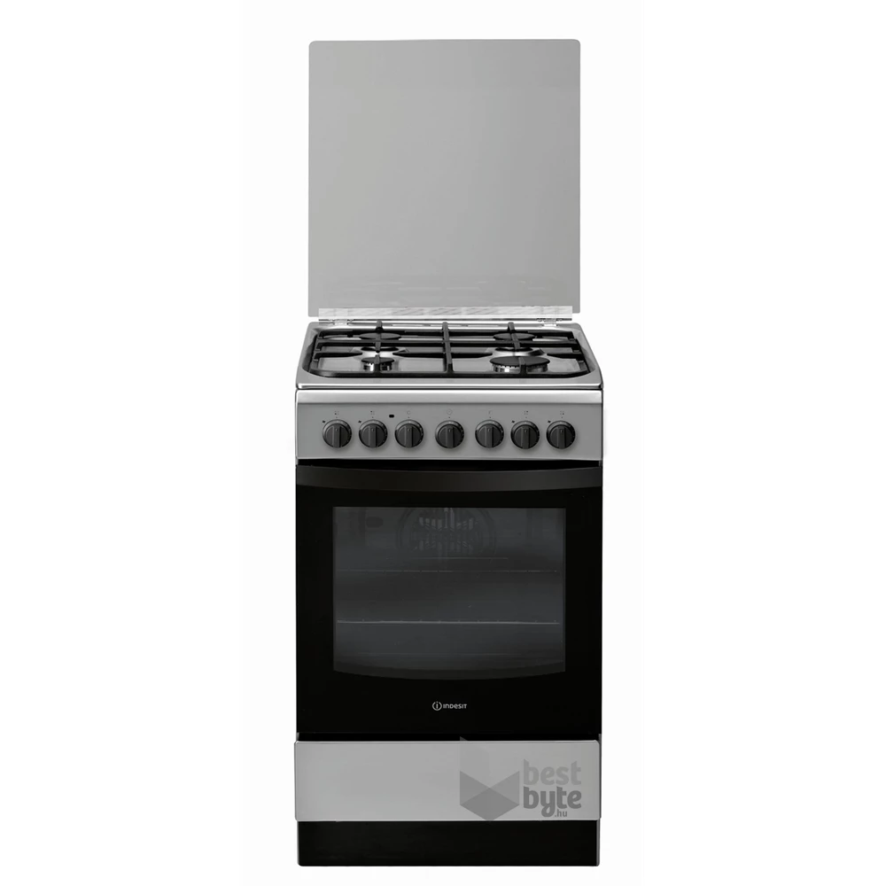 Indesit IS5G5PHX/E inox, szabadonálló, gáz, kombinált, főzőzóna: 4, sütő:60L, grill, tűzhely