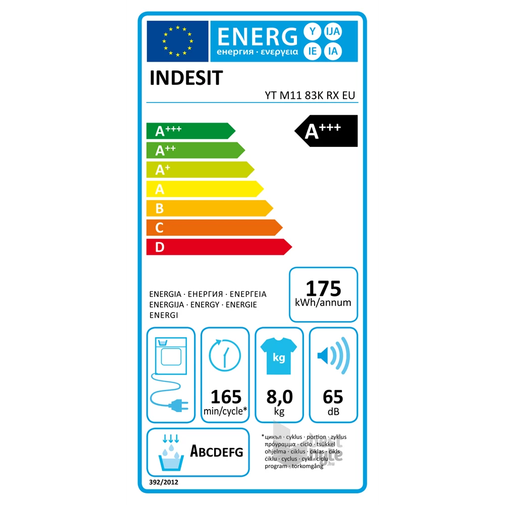 Indesit YT M11 83K RX EU fehér, 8 kg, hőszivattyús, szárítógép