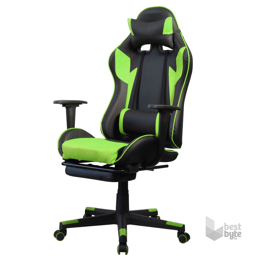 Iris GCH204BE_FT fekete / zöld gamer szék