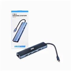 Iris IH6-23 7in1 (2xUSB/1xLAN/1xHDMI/1xSD/1xmicroSD/1xDP-USB-C 100W) Dokkoló