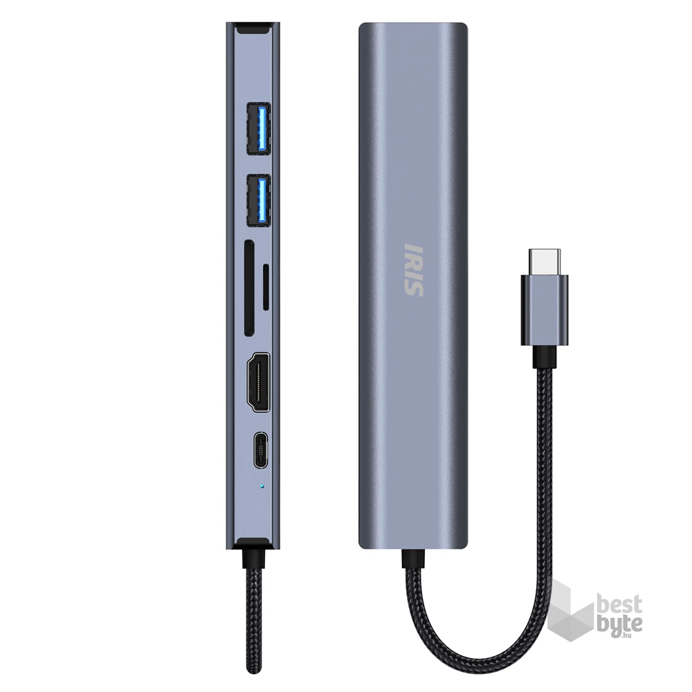 Iris IH6-23 7in1 (2xUSB/1xLAN/1xHDMI/1xSD/1xmicroSD/1xDP-USB-C 100W) Dokkoló