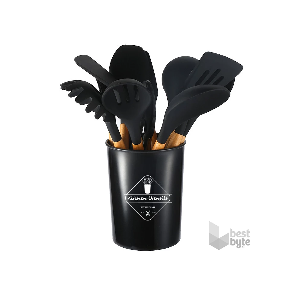 Iris KT-007-BK 12 db-os fekete konyhai eszköz készlet