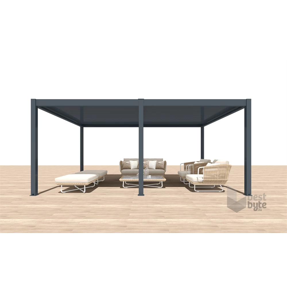 Iris MP-106GR bioklimatikus, elektromos mozgatású, LED világítású, antracit 6x4 m pergola