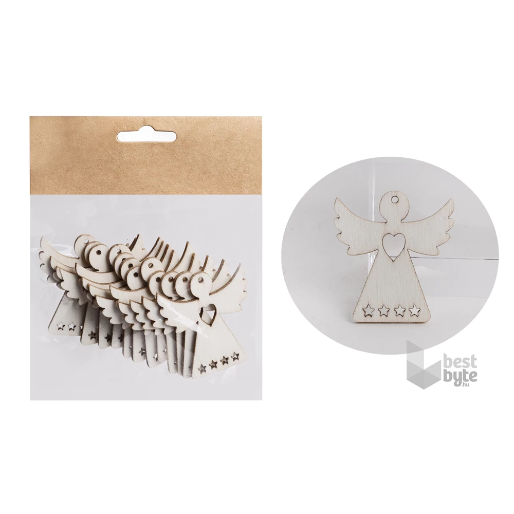 Iris fa angyal natúr szív 12db 4*4 cm