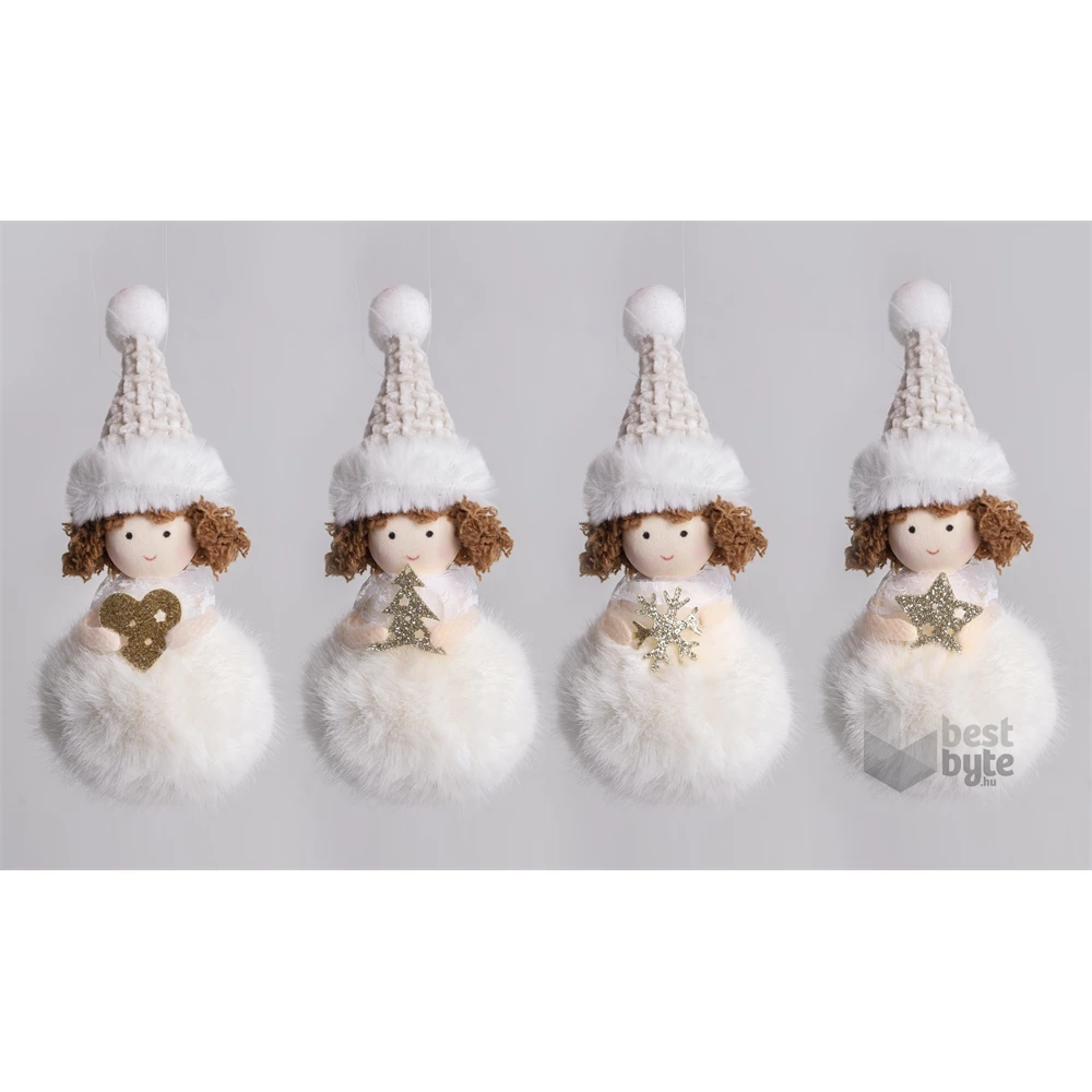Iris textil akasztós lány gömb fehér 14 cm