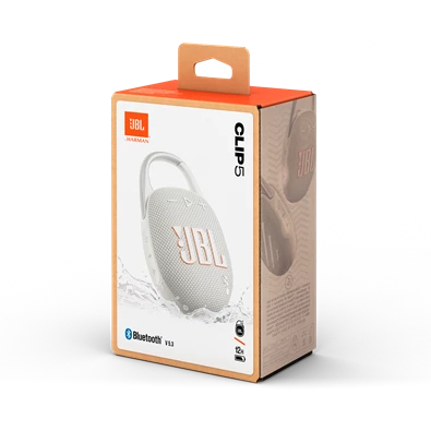 JBL Clip 5 WHT fehér hordozható Bluetooth hangszóró