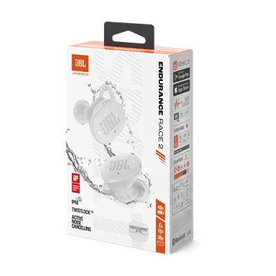 JBL Endurance Race 2 True Wireless Bluetooth zajszűrős fehér sport fülhallgató