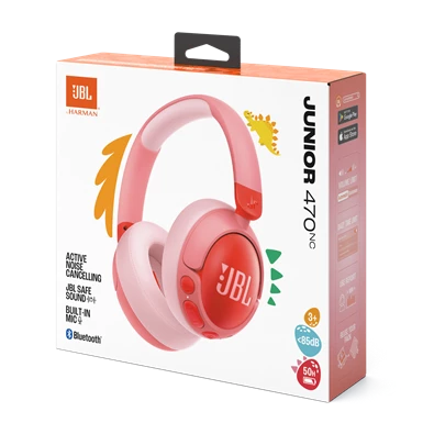 JBL JR 470 NC vezeték nélküli zajszűrős pink gyermek fejhallgató