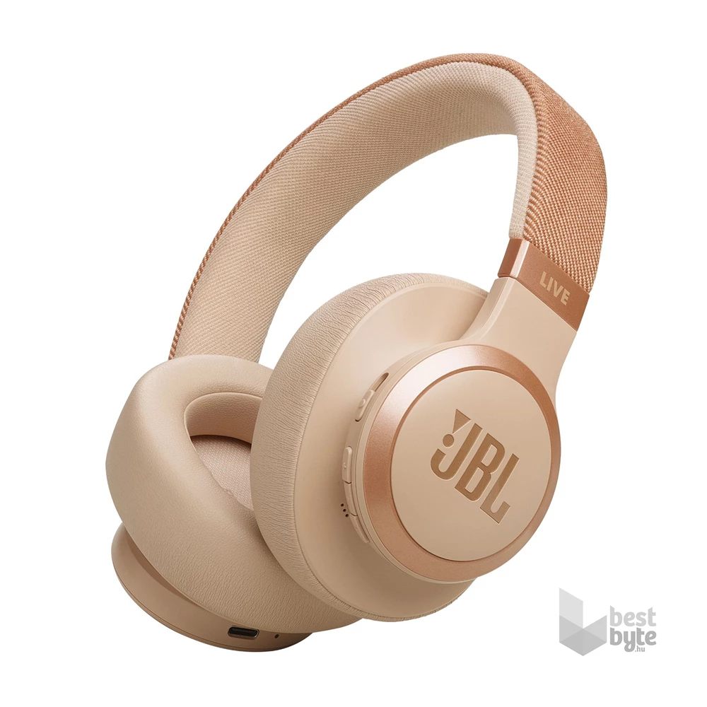 JBL Live 770 NC Bluetooth homok zajszűrős fejhallgató