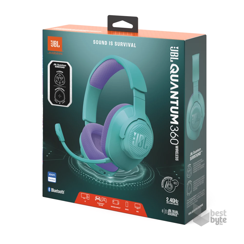 JBL Quantum 360 vezeték nélküli cián gamer headset