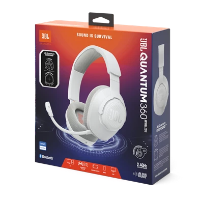 JBL Quantum 360 vezeték nélküli fehér gamer headset