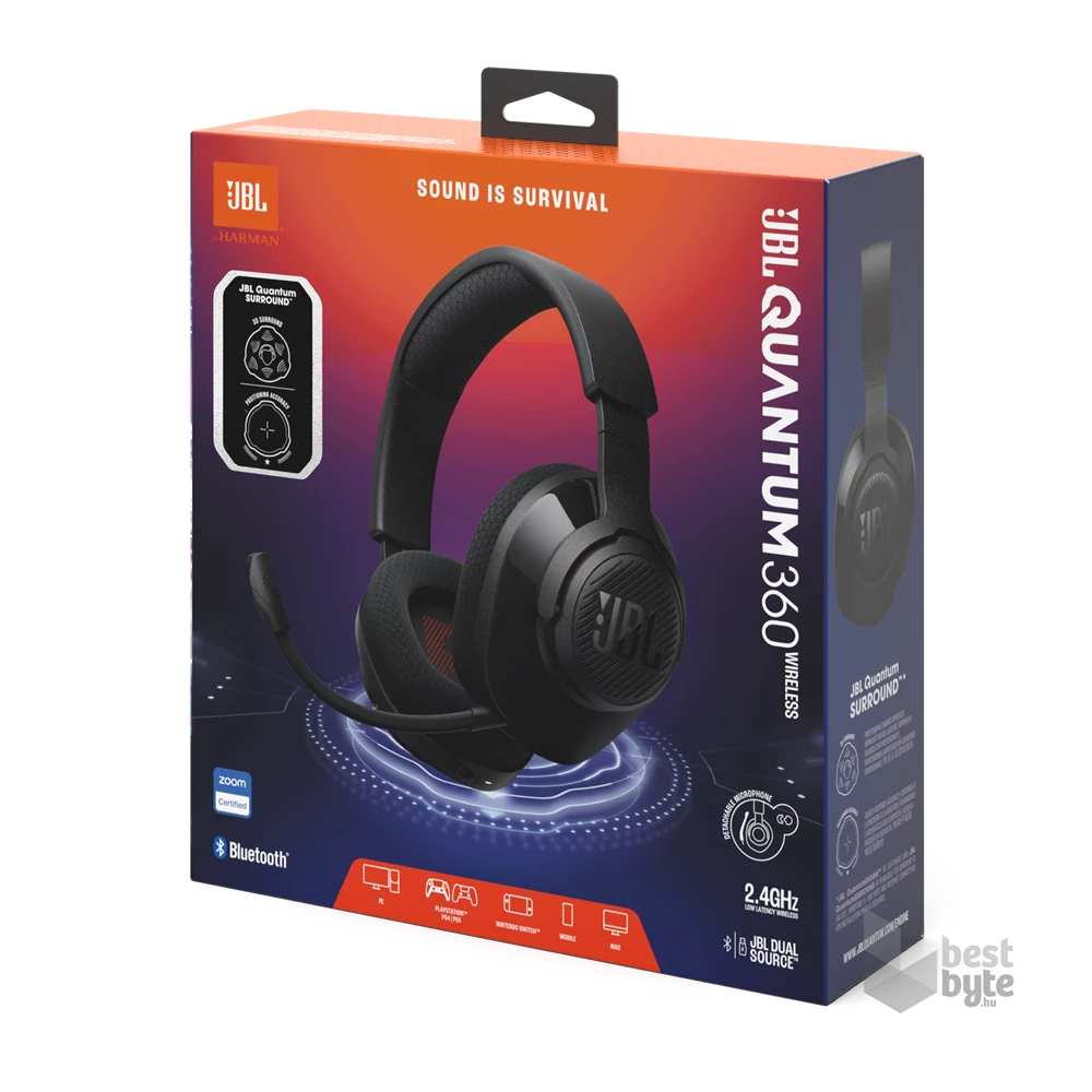 JBL Quantum 360 vezeték nélküli fekete gamer headset