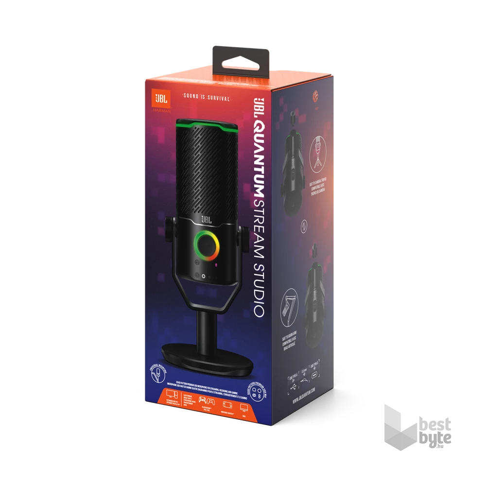 JBL Quantum Stream Studio USB fekete streaming mikrofon