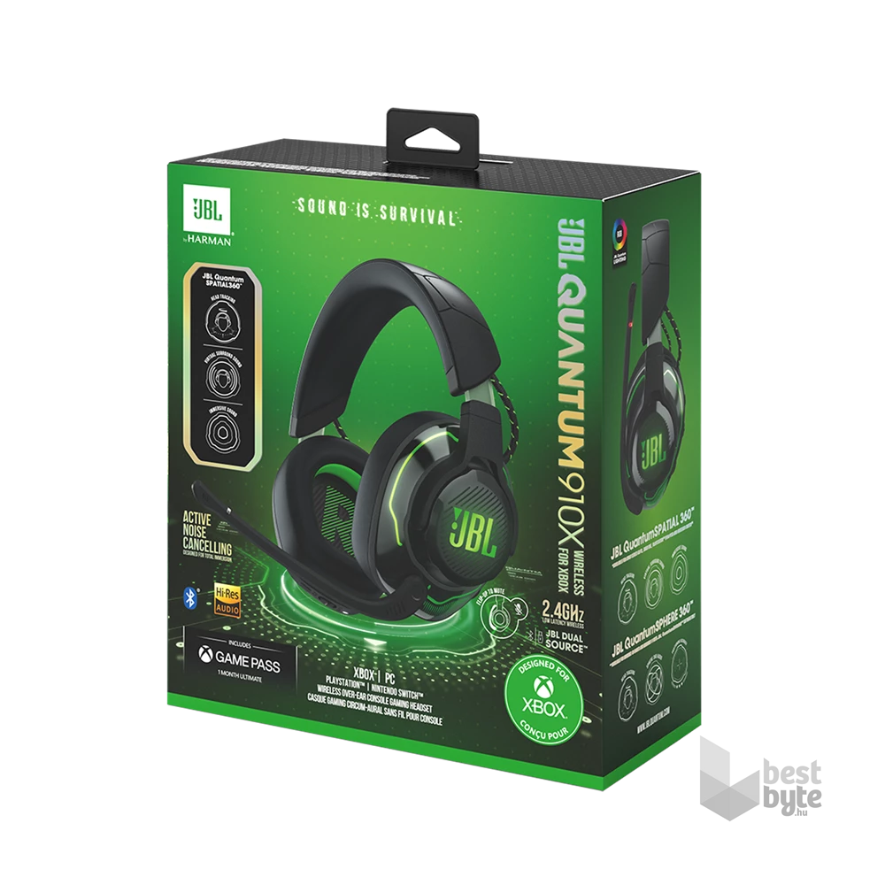 JBL Quantum X 910 WL vezeték nélküli fekete-zöld gamer headset
